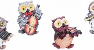 Set of 4 Owls Playing Musical Instruments | Decorative Items for Living Room